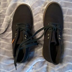 Black vans with tan bottom